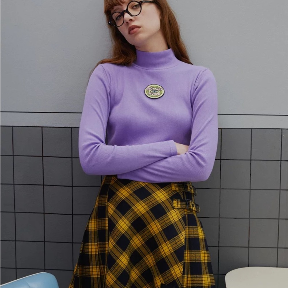 Lazy Oaf x Daria yellow black plaid skirt
